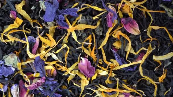 Suche Zioła Herbata Owoców Płatków Kwiatów Jako Tło Widok Góry — Wideo stockowe