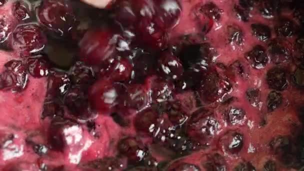 Preparation Freshly Picked Red Cherries Sugar Make Cherry Jam Close — Vídeo de Stock