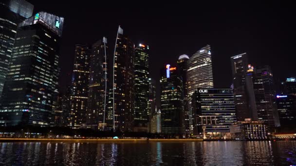 Singapur City Singapore March 2019 Singapur Skyline Pohled Mrakodrapy Noci — Stock video