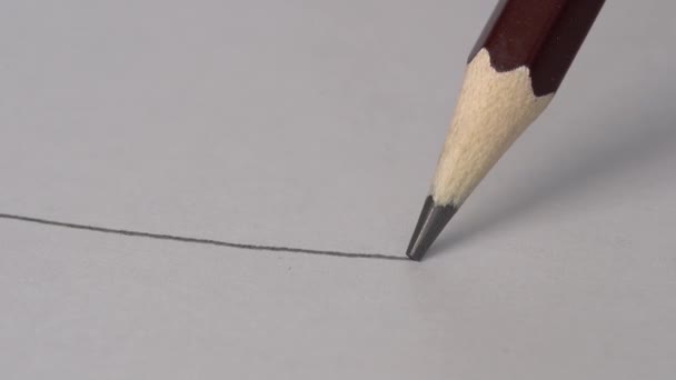 Καλλιτέχνης Χέρι Σχέδιο Μια Επίπεδη Γκρι Γραμμή Ένα Γραφίτη Ξύλινο — Αρχείο Βίντεο