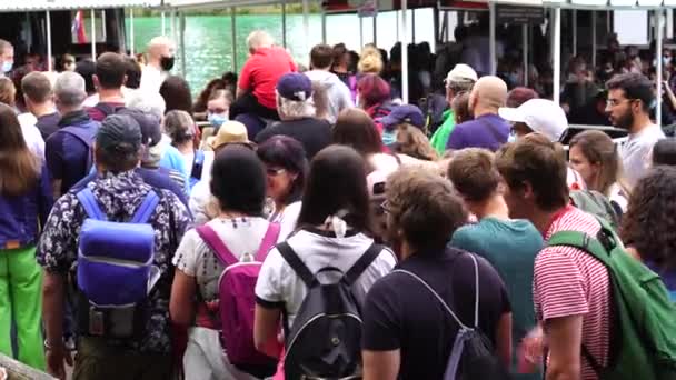 Laghi Plitvice Croazia Agosto 2021 Lunga Coda Persone Attesa Che — Video Stock