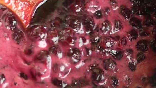 Preparazione Ciliegie Rosse Appena Raccolte Con Zucchero Fare Marmellata Ciliegie — Video Stock