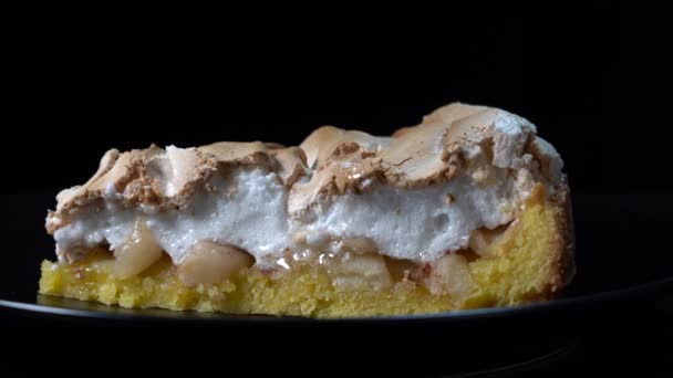 Gâteau Crème Aux Pommes Pâtisserie Courte Avec Crème Anglaise Dans — Video