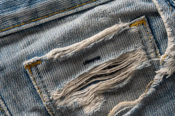 Gescheurde Zak Oude Blauwe Jeans Blauwe Retro Jeans Stof Achtergrond — Stockfoto