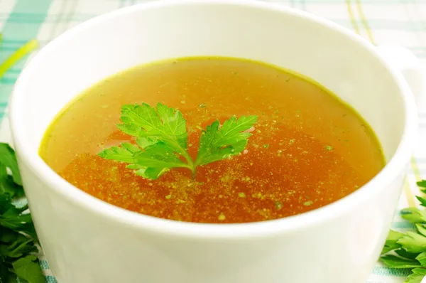 Bouillon, caldo, sopa clara — Fotografia de Stock