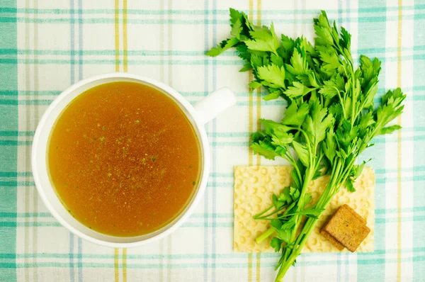 Bouillon, caldo, sopa clara — Fotografia de Stock