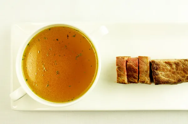 Broth, Bouillon, sup yang jernih — Stok Foto