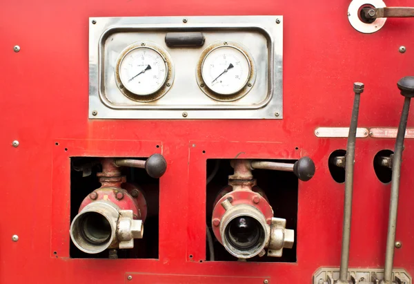 Valve control on fire truck — Stock Photo, Image