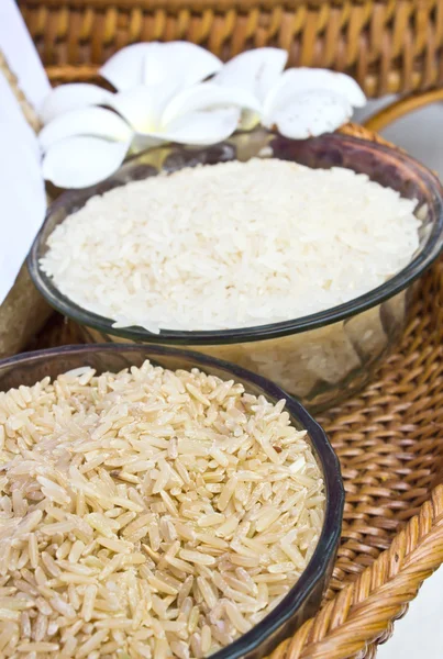 Rice seeds in a glass cup — Stock Photo, Image