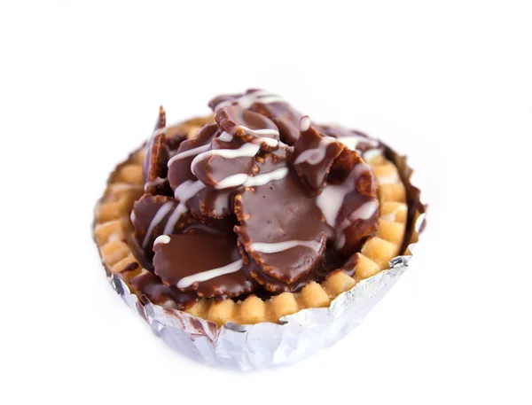 Set of tasty tartlets with chocolate — Stock Photo, Image