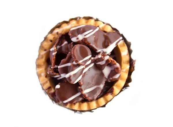 Set of tasty tartlets with chocolate — Stock Photo, Image