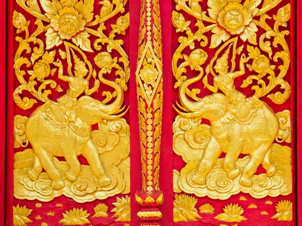 Traditionele Thaise stijl schilderen op venster — Stockfoto
