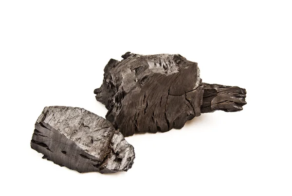 Stuk van gebroken houtskool geïsoleerd — Stockfoto