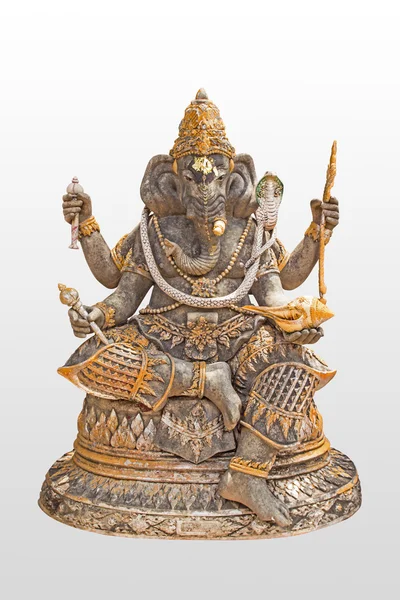 Golden Hindu Deus Ganesh isolado em branco — Fotografia de Stock