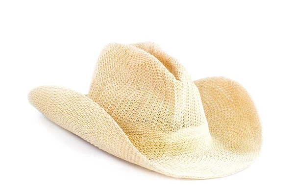 Brown weaving hat isolated on white — Stok Foto
