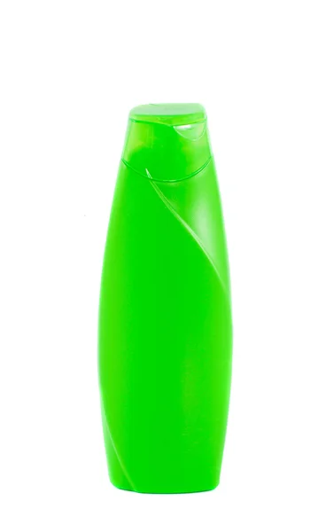 Green shampoo bottle isolated on white — Stock Photo, Image