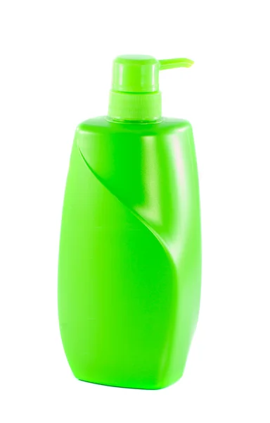 Frasco de shampoo verde isolado em branco — Fotografia de Stock