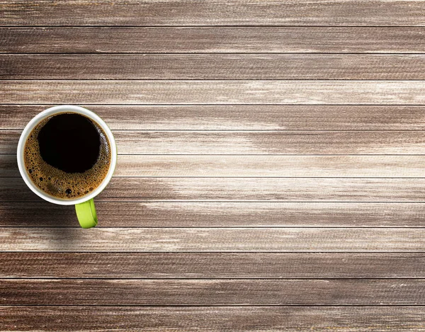 Top View Coffee Cup Wood Table Background Space Text Any — Stock Fotó