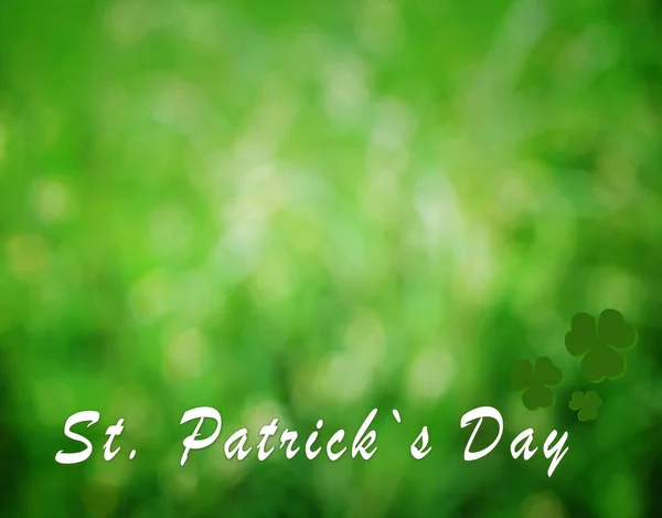 Happy Patrick Day Text Bright Green Bokeh Background Any Desing — ストック写真