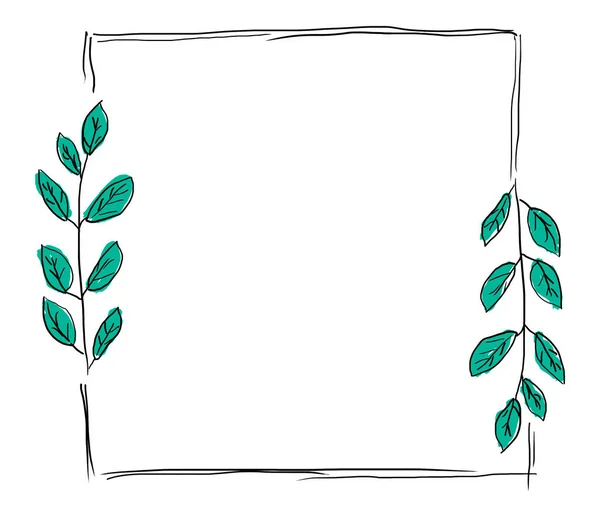 Проста Каракулі Ботанічна Рамка Намальована Вручну Ботаніка Вашого Дизайну — стокове фото