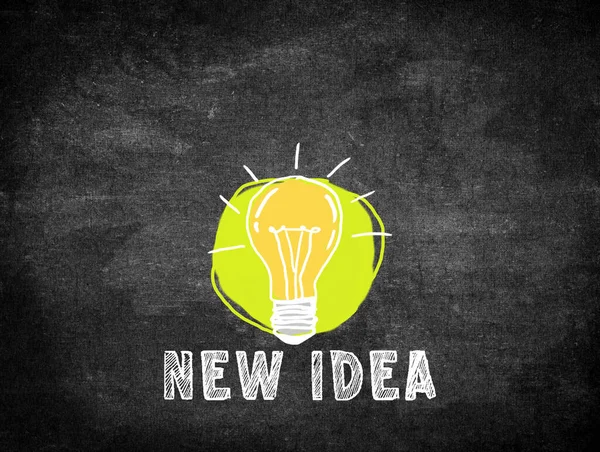 New Idea Light Bulb Handwriting Blackboard Motivation Inspiration Business Concept — Zdjęcie stockowe