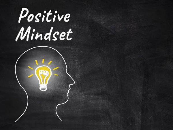 Positive Mindset Handwriting Blackboard Light Bulb Motivation Inspiration Business Concept — Stock Photo, Image