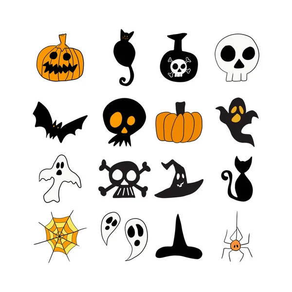 Hand Drawn Happy Halloween Doodle Elements Design — ストック写真