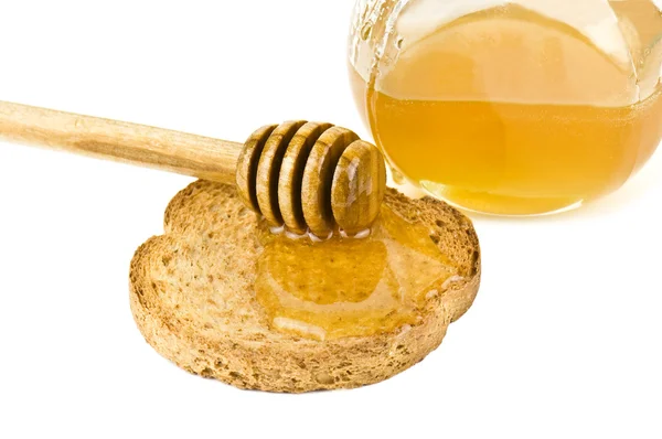 Honig mit Toast — Stockfoto