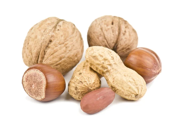 Nueces en blanco —  Fotos de Stock