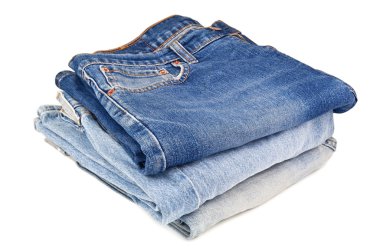 Mavi jeans yığını