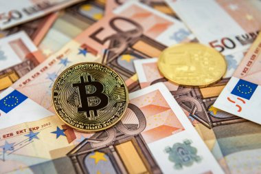 Avro parasının üzerindeki bitcoin doku olarak