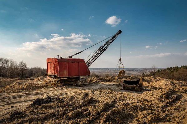 Largest Walking Dragline Excavator Working Mining Quarry — Stockfoto