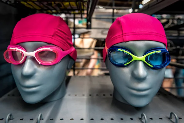 Professional Goggles Cap Swimming Mannequins Supermarket — Zdjęcie stockowe