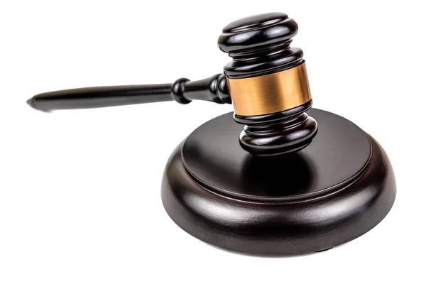 Judge Gavel Isolated White Top View Law Concept — Stockfoto
