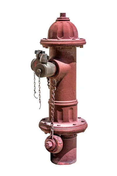 Typowy Czerwony Hydrant Pożarowy Izolowany Białym Obrazek Stockowy
