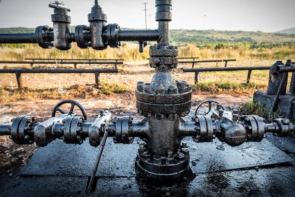 Dirty Pipe Structure Oil Well Industrial Theme — Stock Photo, Image