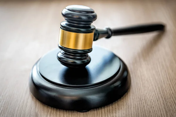 Judges Gavel Wooden Desk Law Firm Concept — Stock Photo, Image