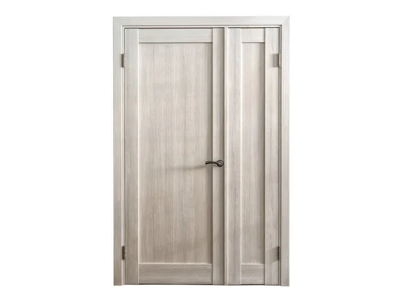 Białe Nowoczesne Drewniane Drzwi Izolowane Biało — Zdjęcie stockowe