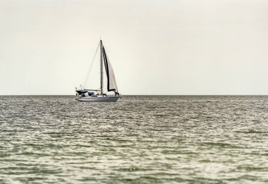 Denizde tek başına yelken açan yat