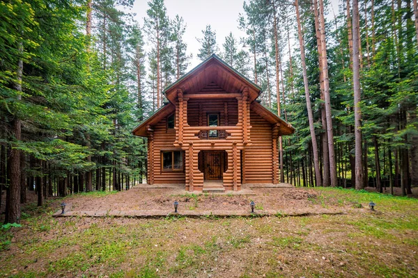 Abandoned Log Cabin Hut Pine Fir Forest — Stockfoto