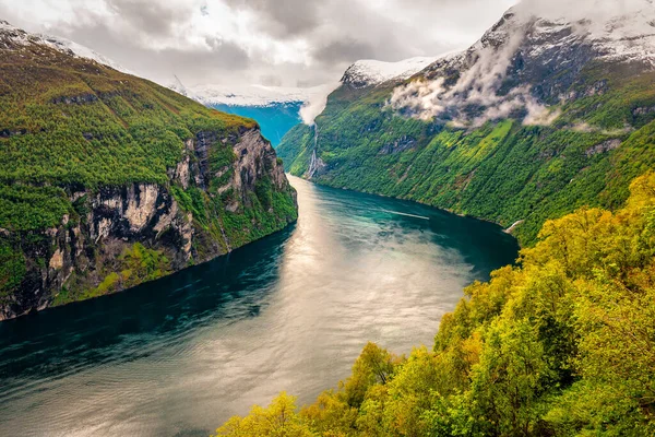 Beautiful Landscape Amazing Sunnylvsfjorden Geiranger Fjord Norway — Photo