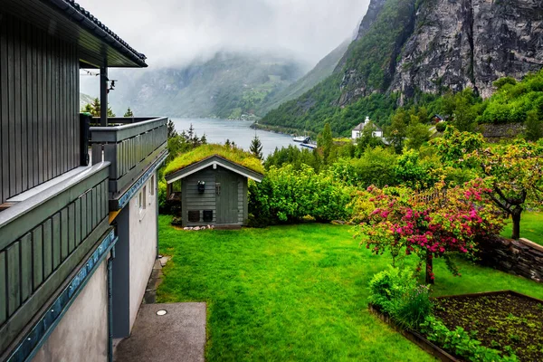 Schwere Norwegische Landschaft Blick Auf Den Geiranger Fjord — Stockfoto