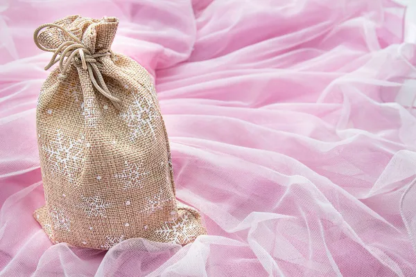 Сумка Натуральной Упаковки Розовом Фоне — стоковое фото