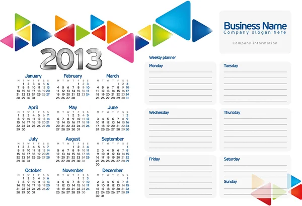 Week planner van 2013 — Stockvector