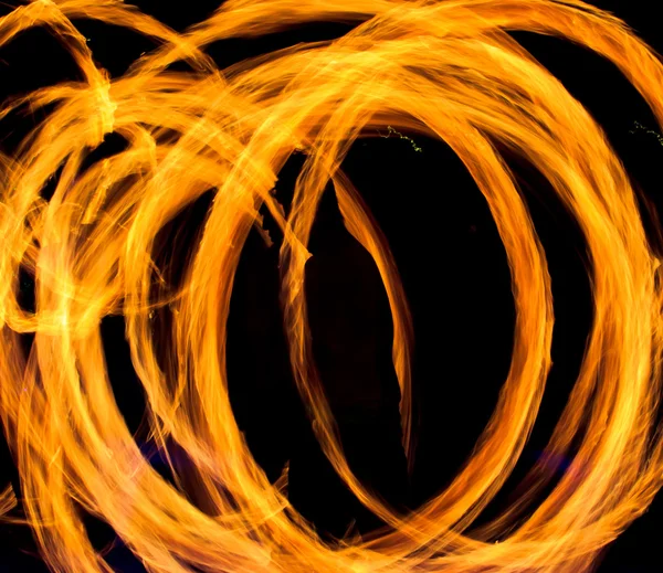 Abstract Drawing Flaming Trails Night Performance Flaming Trails — Stock Photo, Image