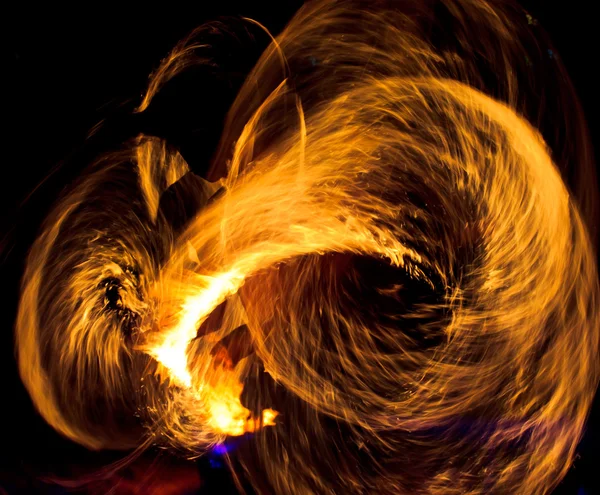 Abstract Drawing Flaming Trails Night Performance Flaming Trails — Stock Photo, Image