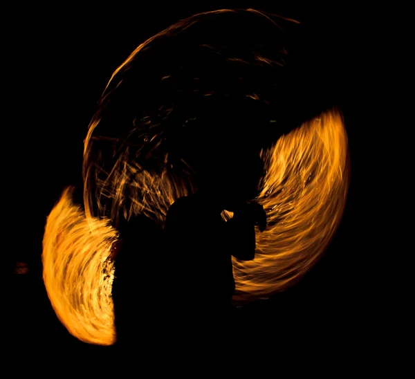 Abstract Drawing Flaming Trails Night Performance Flaming Trails — Stock Photo, Image