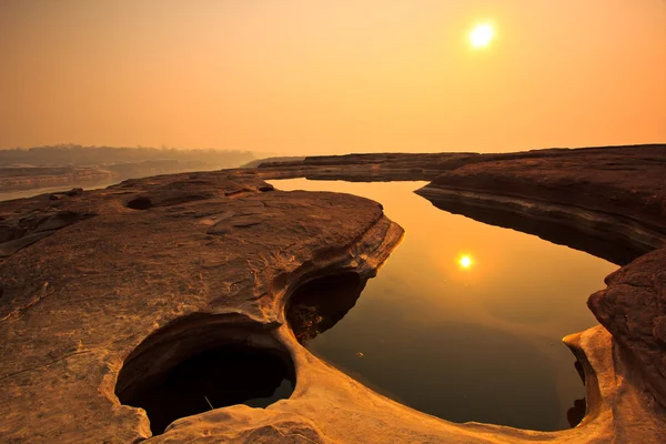 Rock holes Stone View Sam-Pan-Bok Grand Canyon in thailand — Stock Photo, Image