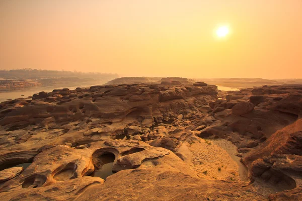 Rock holes Stone View Sam-Pan-Bok Grand Canyon in thailand — Stock Photo, Image