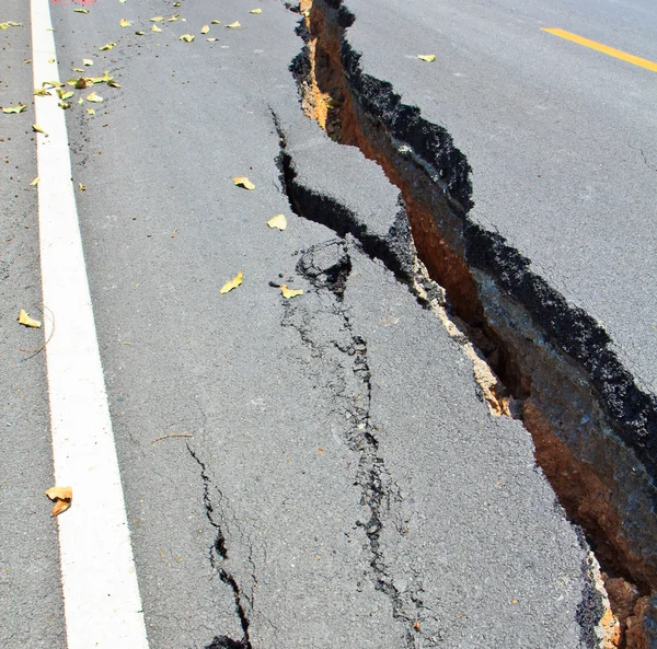 Cracked surface of an asphalt road — Stock Photo, Image